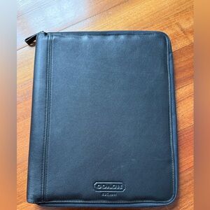 Coach Black Leather Portfolio with Zipper